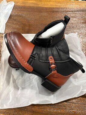 Jack Hafford Leather Renaissance Style Ankle Boots Black Brown sz 44 EU US 10.5
